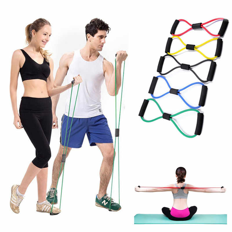 Yoga Resistance Exercise Belt TPE Pull Rope 8 Word Fitness Chest Expansion Elastic Muscle Training Tension Rope Bands Equipment
